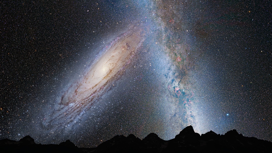 Galaksija Mlečni Put i susedna galaksija Andromeda. Izvor: NASA Goddard